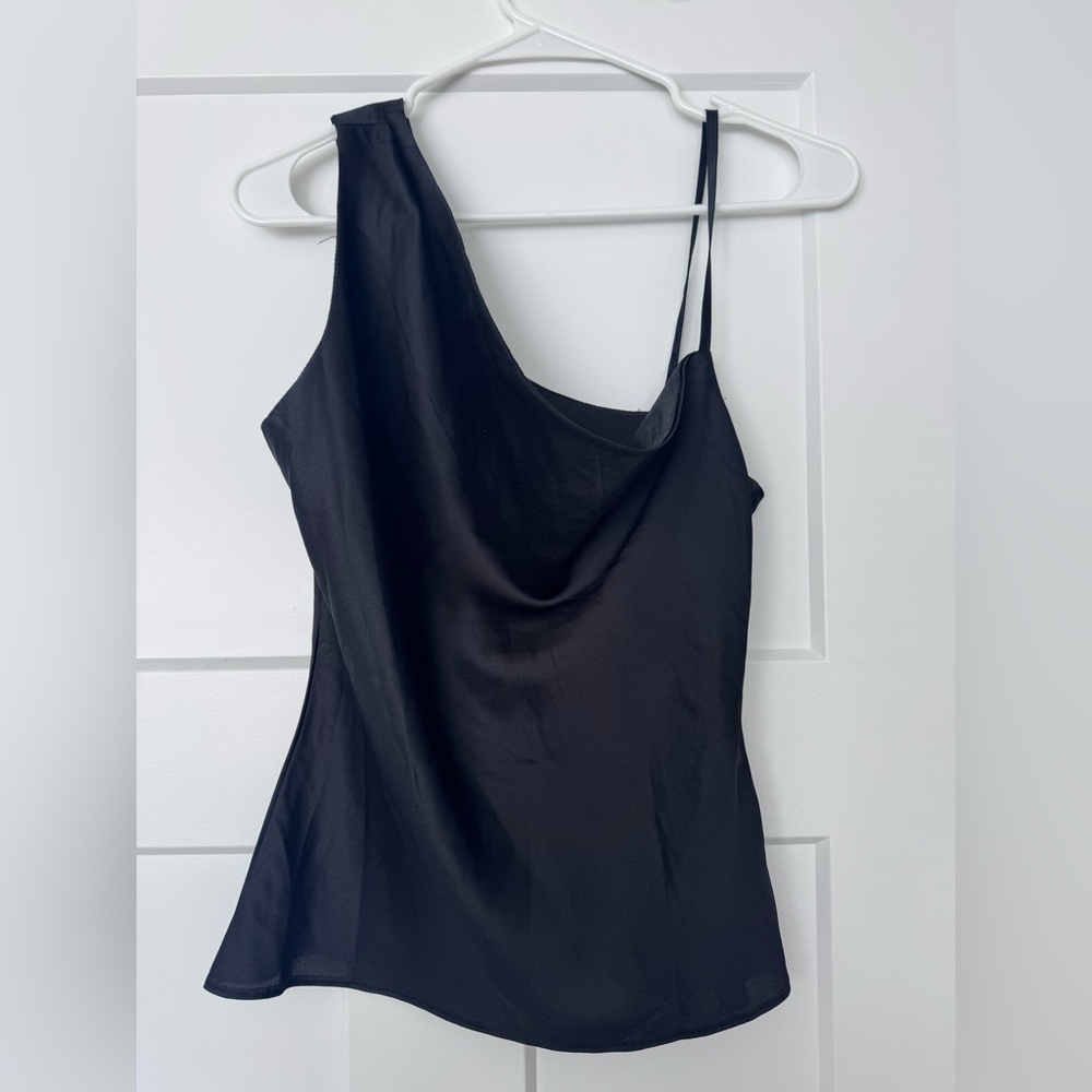 Nasty Gal Black Asymmetrical Satin Cowl Neck Camisole